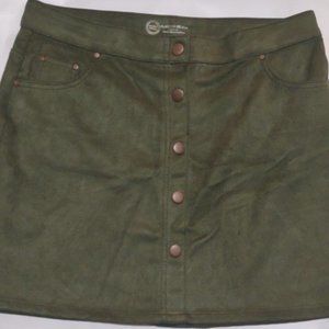 Girls Plus Olive Button Down Skirt